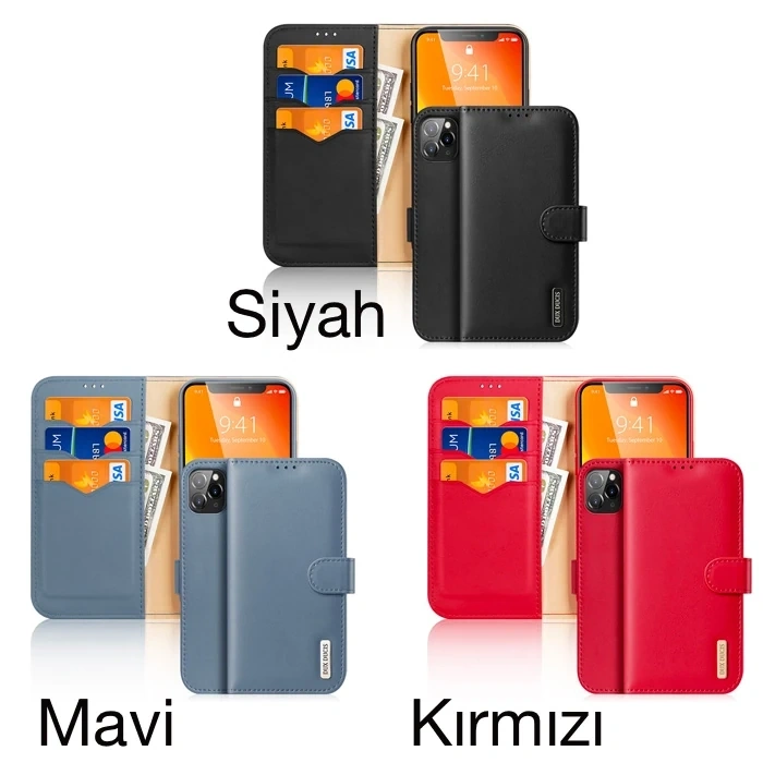 Nevamel Dux Ducis iPhone 11 Pro Max Kılıf Mıknatıslı Cüzdanlı Deri Kılıf Hivo Series-(5775)