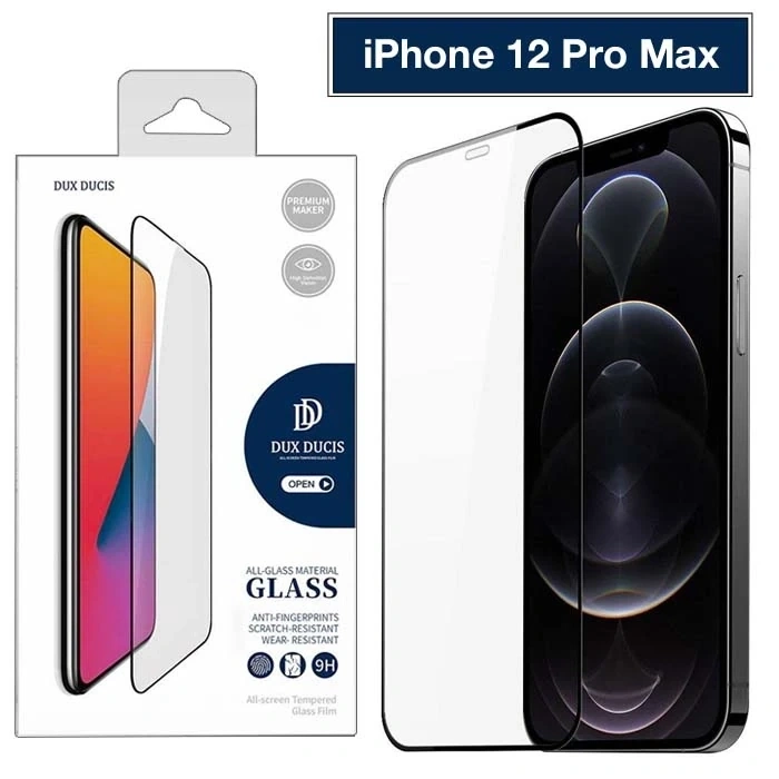 Nevamel Dux Ducis iPhone 12 Pro Max 6.7inç Tempered Cam Ekran Koruyucu 10D Full Kaplama-(5775)