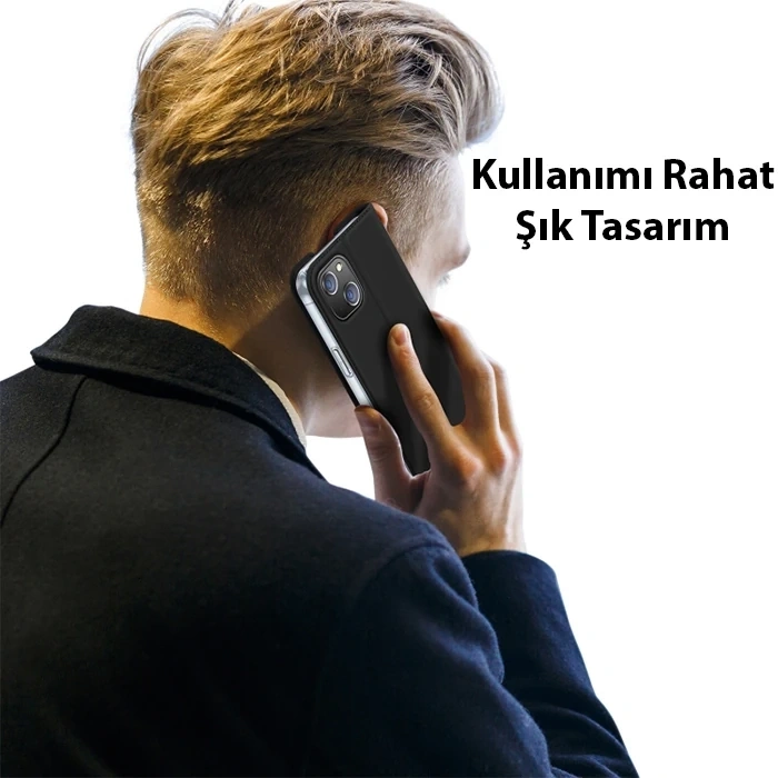 Nevamel Dux Ducis iPhone 14 Plus 6.7 Kılıf Skin Pro Series Flip Cover Kapaklı Kılıf-(5775)