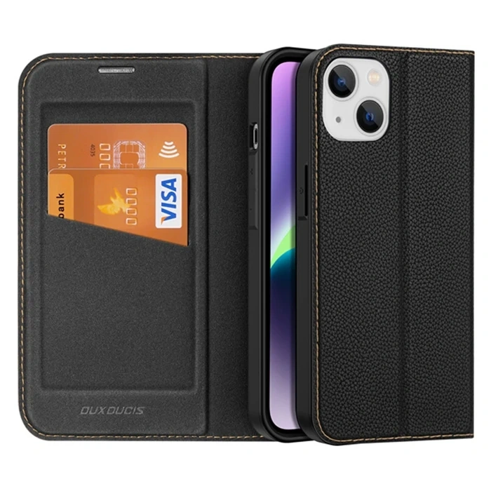 Nevamel Dux Ducis iPhone 14 Plus 6.7 Kılıf Skin X PU Deri Manyetik Kapaklı Kılıf Magnetic Folio Case-(5775)