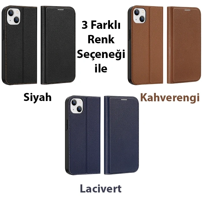 Nevamel Dux Ducis iPhone 14 Plus 6.7 Kılıf Skin X PU Deri Manyetik Kapaklı Kılıf Magnetic Folio Case-(5775)