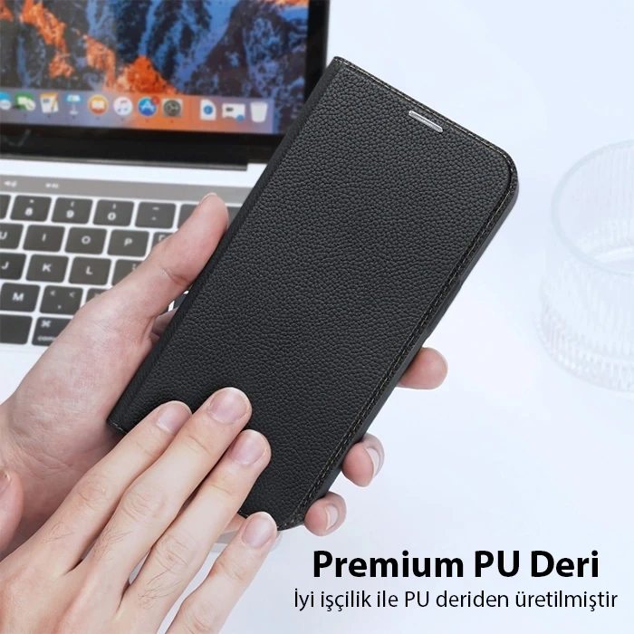 Nevamel Dux Ducis iPhone 14 Pro 6.1 Kılıf Skin X2 Series PU Deri Manyetik Kapaklı Kılıf Magnetic Folio Case-(5775)