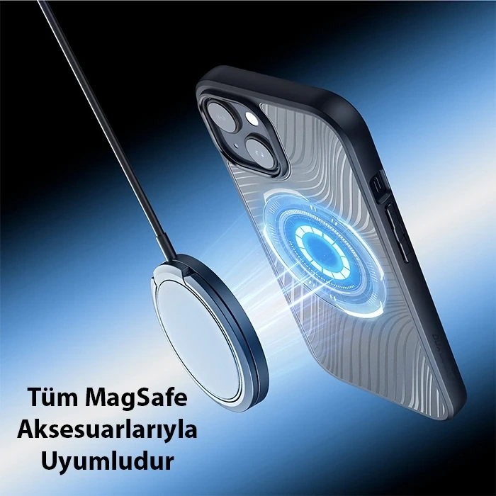 Nevamel Dux Ducis iPhone 15 Aimo Series MagSafe Premium Buzlu Sert PC-TPU Kılıf-(5775)
