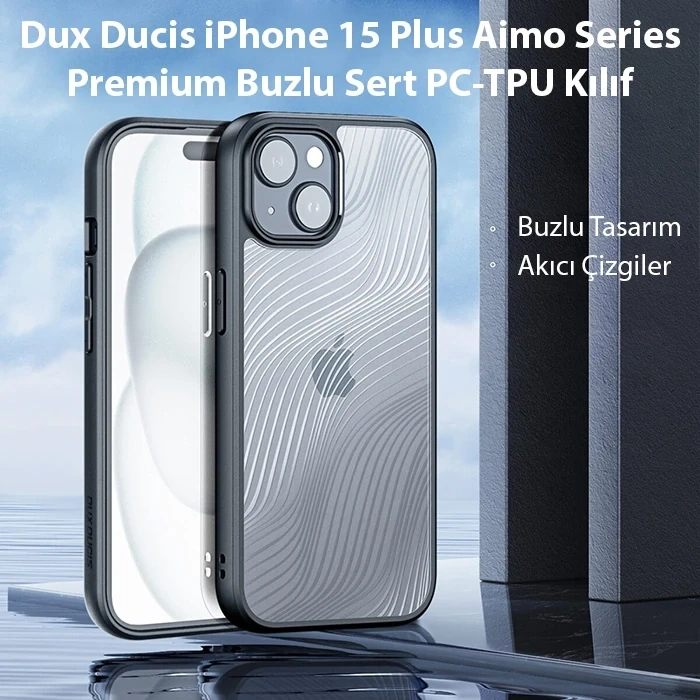 Nevamel Dux Ducis iPhone 15 Plus Aimo Series Premium Buzlu Sert PC-TPU Kılıf-(5775)