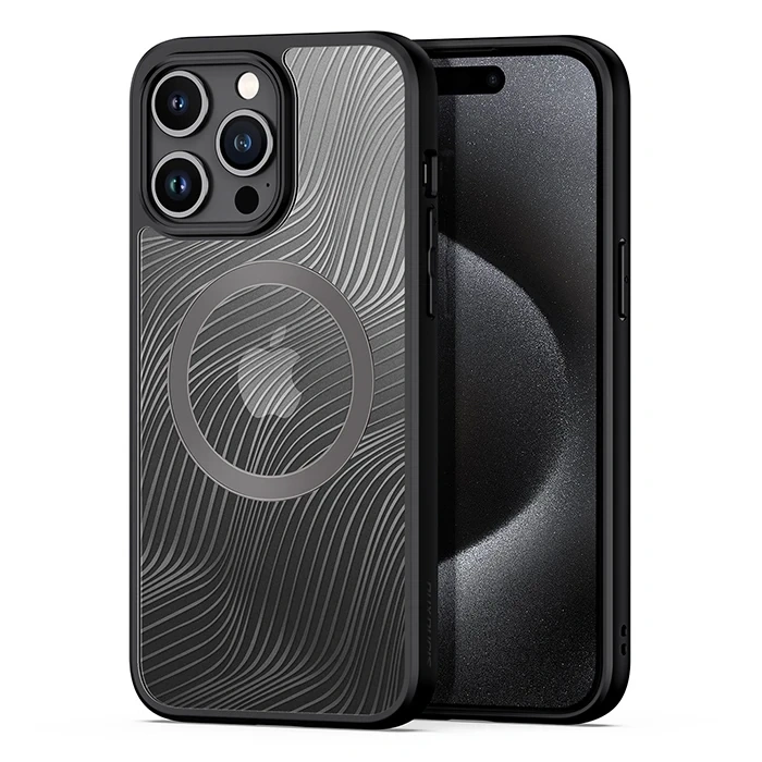 Nevamel Dux Ducis iPhone 15 Pro Aimo Series MagSafe Premium Buzlu Sert PC-TPU Kılıf-(5775)