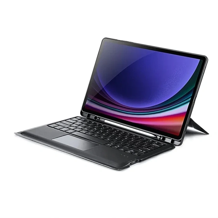Nevamel DUX DUCIS Samsung Galaxy Tab S9 + Ayrılabilir Bluetooth Klavye Touchpad PU Deri Kılıf-(5775)