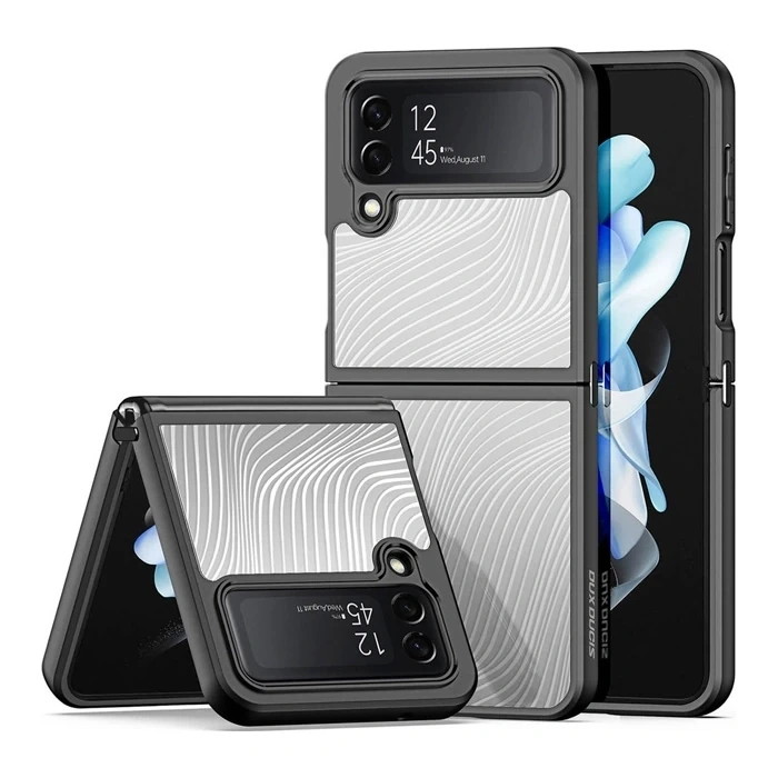 Nevamel Dux Ducis Samsung Z Flip4 5G Aimo Series Premium Buzlu Sert PC-TPU Kılıf-(5775)