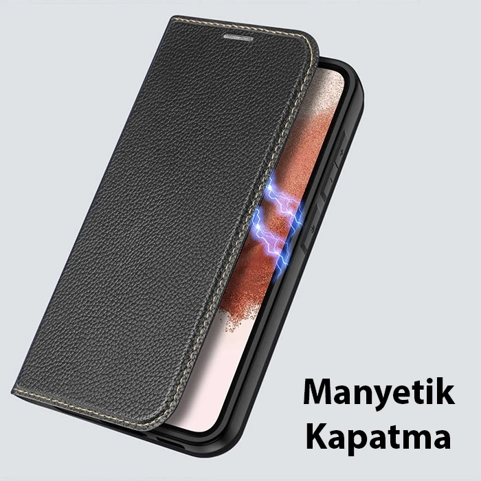 Nevamel Dux Ducis SM Galaxy S23 Plus Kılıf Skin X2 Series Magnetic PU Deri Manyetik Kapaklı Kılıf-(5775)