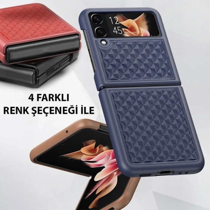 Nevamel Dux Ducis Venice Series Samsung Galaxy Z Flip3 5G için Premium Deri Kılıf-(5775)