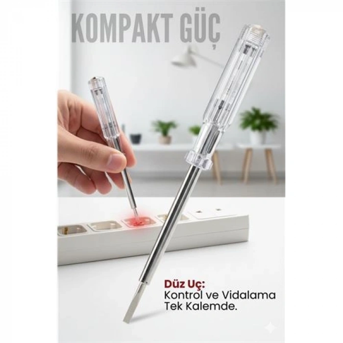 Nevamel® Düz Uçlu Elektrik Kontrol Kalemi Faz Test Cihazı Voltaj Kontrol Anahtarı