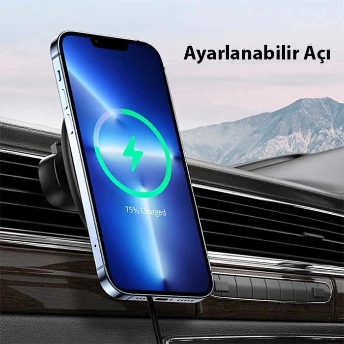 Nevamel Duzzona V1 15W Manyetik Kablosuz Wireless Hızlı Şarjlı Araç İçi Telefon Tutucu-(5775)