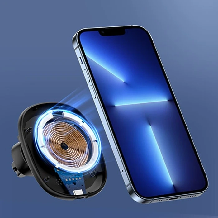 Nevamel Duzzona V1 15W Manyetik Kablosuz Wireless Hızlı Şarjlı Araç İçi Telefon Tutucu-(5775)