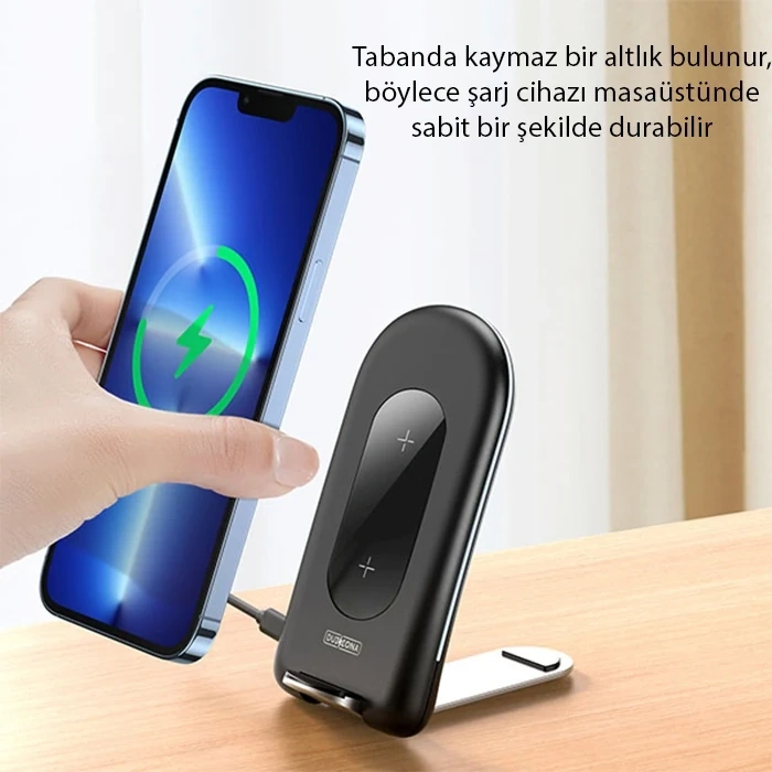 Nevamel Duzzona W2 Katlanır Standlı 15W Hızlı Şarj Wireless Kablosuz Şarj Cihazı-(5775)