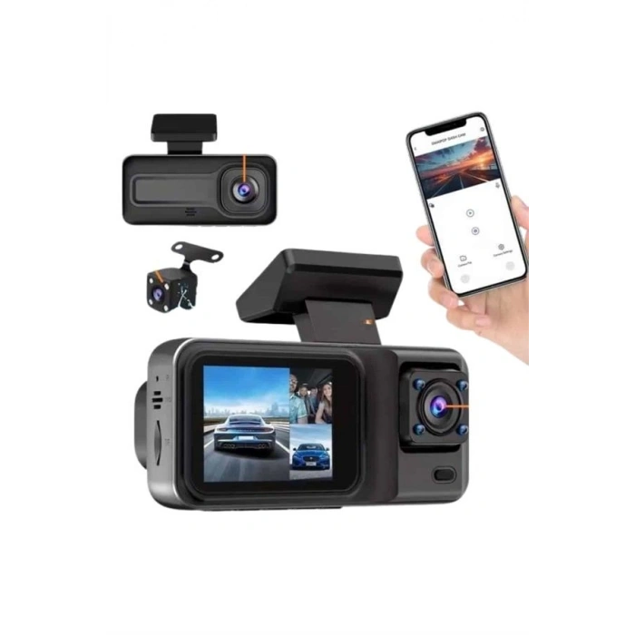 Nevamel DVR Araç İçi Kamera Ön ve İç Kamera 2 İnç Ekranlı Çift Kamera