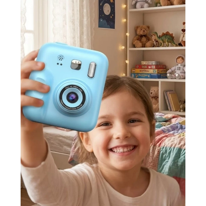 Nevamel® Eğlenceli Çocuk Kamerası Anında Baskı ve Renkli Kalem Setli