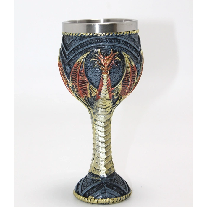 Nevamel® Ejderha Tasarımı 3D Kabartmalı Çelik Kadeh Bardak