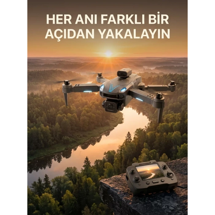 Nevamel® Ekranlı Kumandalı Çift Kameralı Drone ile Havadan Çekim