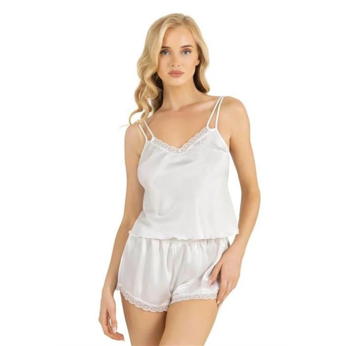 Nevamel® Ekru Saten Şort Takımı 9210 (Kod:9210)