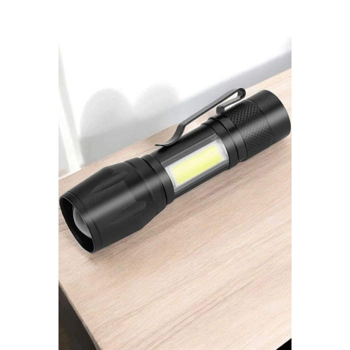 Nevamel® El Feneri Led USB Şarjlı Zoom Mini Led Işık Acil Durum Feneri
