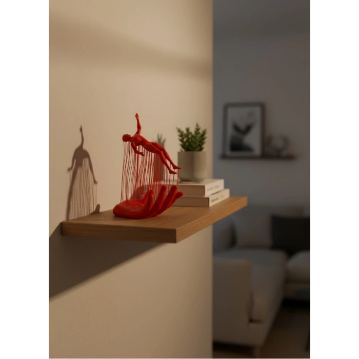 Nevamel® El Formlu İnsan Figürü Kırmızı Modern Dekoratif Biblo Soyut Tasarım 12x18 cm