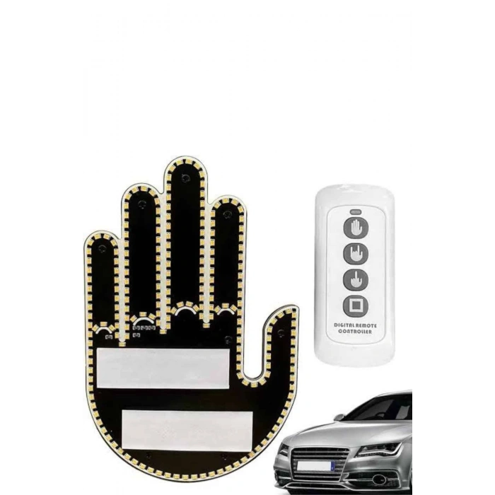 Nevamel El Orta Parmak Led Kumandalı Araç İçi Reflektör Arka Cam El Simgesi