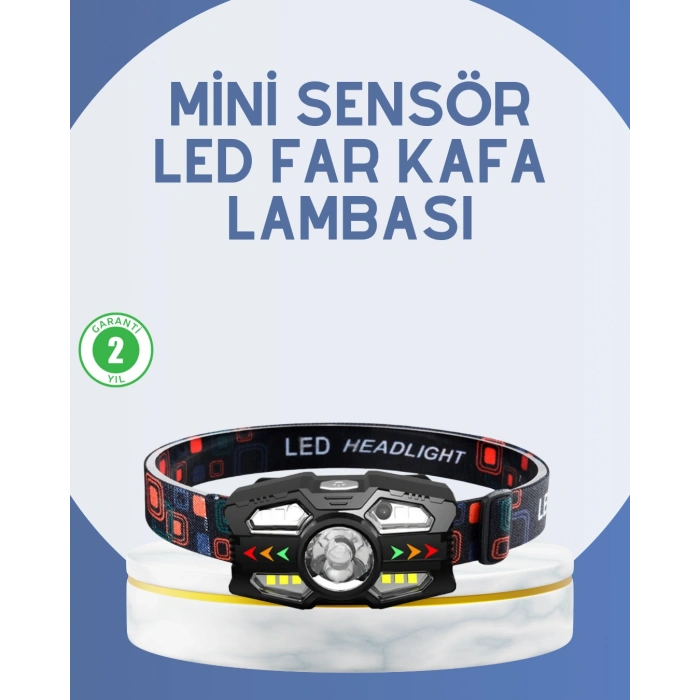 Nevamel® El Sensörlü LED Far Suya Dayanıklı Şarjlı Kafa Lambası
