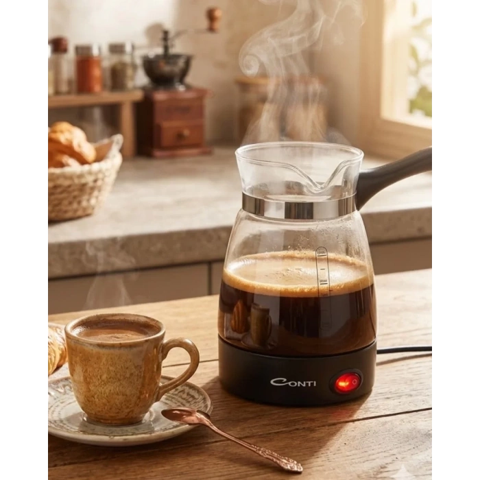 Nevamel® Elektrikli Cam Kahve Makinesi 650W 0.5 Litre Kapasiteli Türk Kahvesi Makinesi