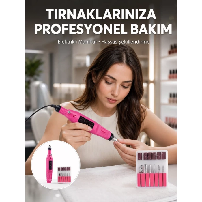 Nevamel® Elektrikli Profesyonel Manikür Pedikür Seti Değiştirilebilir Başlık Seçeneği Yeni Nesil