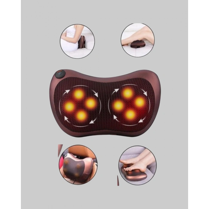 Nevamel® Ergonomik Derin Yoğurmalı Boyun Bel Sırt Masaj Cihazı Priz Çakmak Girişli