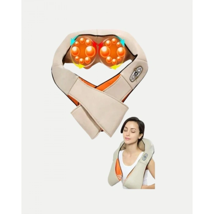 Nevamel® Ergonomik Ovmalı Masaj Aleti – Isıtmalı Yoğurmalı Boyun ve Bel Rahatlatıcı Masaj Makinesi