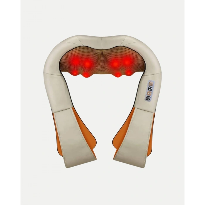 Nevamel® Ergonomik Ovmalı Masaj Aleti – Isıtmalı Yoğurmalı Boyun ve Bel Rahatlatıcı Masaj Makinesi