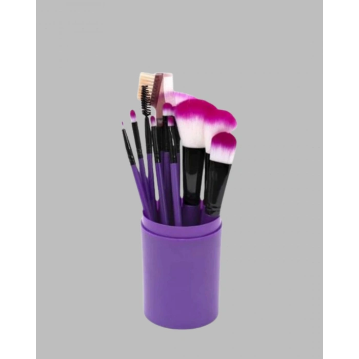 Nevamel Ergonomik Saplı Fiber Kıllı 12li Makyaj Fırça Takımı Göz ve Ten Makyajı İçin Uygun