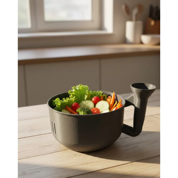 Nevamel® Ergonomik Saplı Sebze Süzgeçli Yıkayıcı Çok Amaçlı Mutfak Ürünü