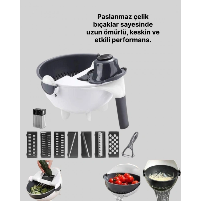 Nevamel Ergonomik Sebze Rendeleyici ve Süzgeç Hazneli Dilimleyici