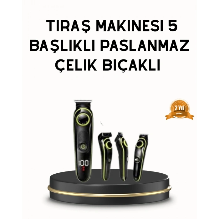 Nevamel Erkek Bakım Seti 5’i 1 Arada Şarjlı Paslanmaz Çelik Başlıklı