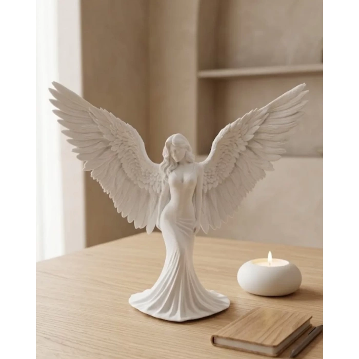 Nevamel® Estetik Melek Kadın Figürlü 3D Dekoratif Biblo Modern Salon Dekoru
