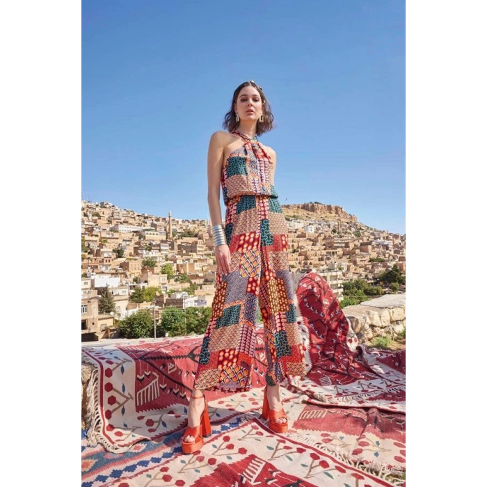 Nevamel® Etnik Desenli Saten Tulum