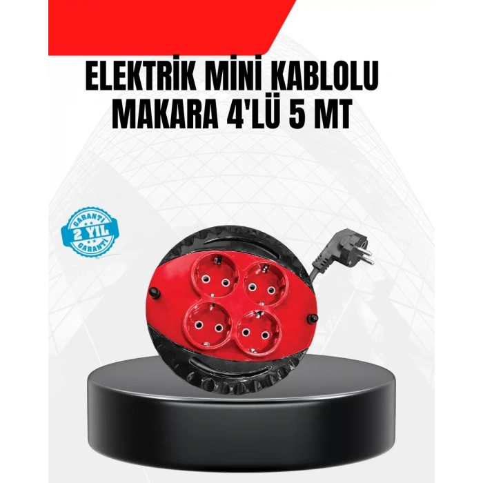 Nevamel® Ev ve Ofis İçin 5 Metre Kablolu 4 Priz Makarası