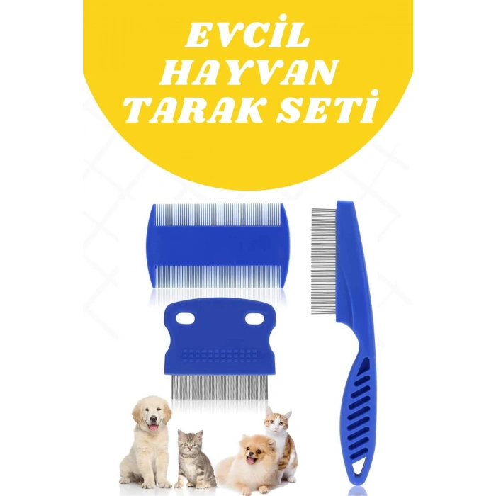 Nevamel Evcil Hayvan Tarak Seti 4lü Bit Tarağı Ked Köpek Tüyüne Uygun
