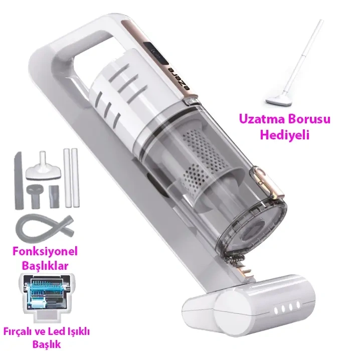 Nevamel® Ezere 15000pa LED Işıklı Kuru Islak Kullanım  Kablosuz Güçlü El Araç-Ev Süpürgesi-(5775)