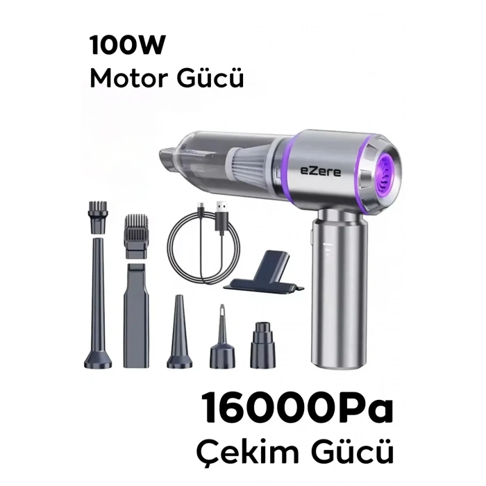 Nevamel® EZERE 16000pa Güçlü Portatif Taşınabilir Vakumlu Kablosuz Üflemeli Mini Araç Süpürgesi-(5775)