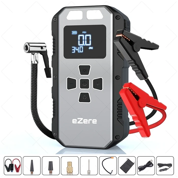 Nevamel® EZERE 4 in1 8000mAh Lastik Sisirme Pompası Ve Starter Akü Takviye Seti-(5775)