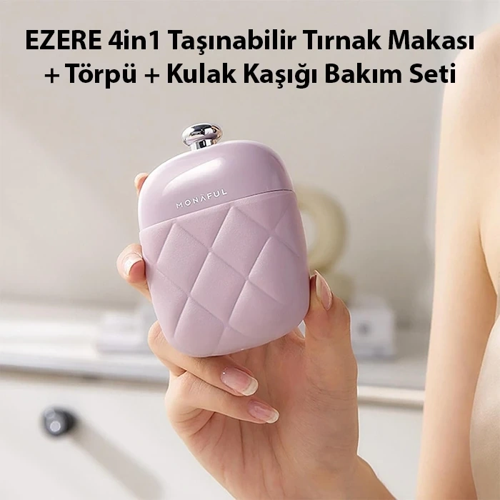 Nevamel EZERE 4in1 Taşınabilir Tırnak Makası + Törpü + Kulak Kaşığı Bakım Seti-(5775)