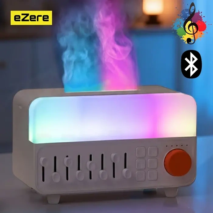 Nevamel® Ezere A14 Bluetooth Hoparlörlü Alev Efektli 8 Sesli Renkli Alev Görünümlü Aromaterapi Difüzörü Ultrasonik Hava Nemlendici-(5775)
