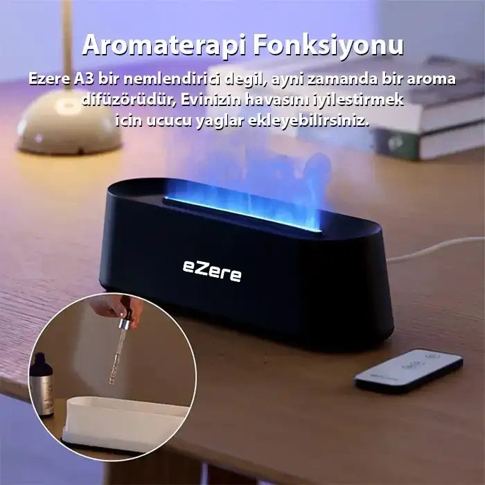 Nevamel Ezere A3 Ev ve Ofis için Alev Difüzörü ve Ultrasonik Hava Nemlendici-(5775)