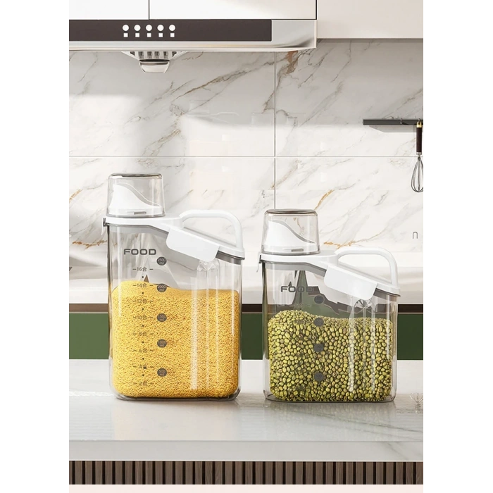 Nevamel EZERE Büyük Kapasiteli Ölçülü Tahil-Gida-Baharat 2800ml Seffaf Saklama Kutusu-(5775)