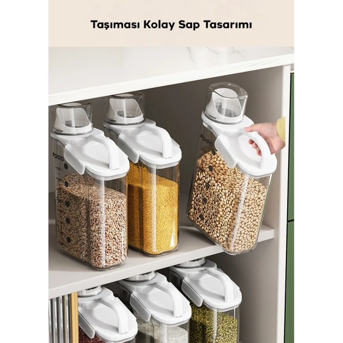 Nevamel EZERE Büyük Kapasiteli Ölçülü Tahil-Gida-Baharat 2800ml Seffaf Saklama Kutusu-(5775)