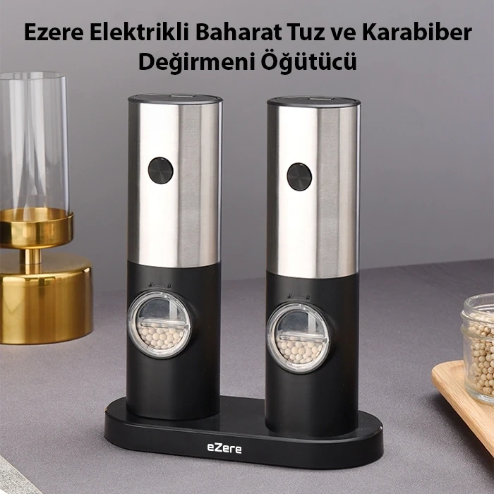 Nevamel Ezere Elektrikli Baharat Tuz ve Karabiber Değirmeni Öğütücü-(5775)