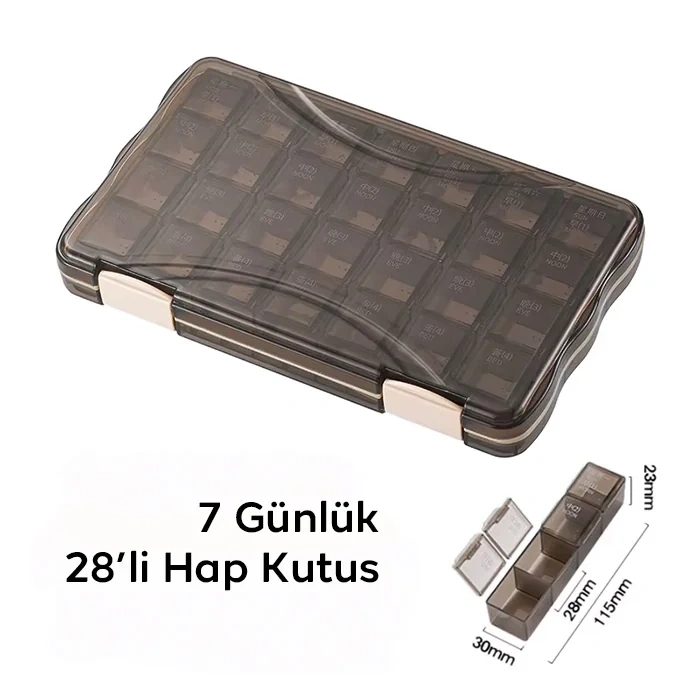 Nevamel® EZERE Haftalık Ilaç Kutusu | 7 Günlük | 28 Gözlü Haftalık Ilaç Kutusu-(5775)