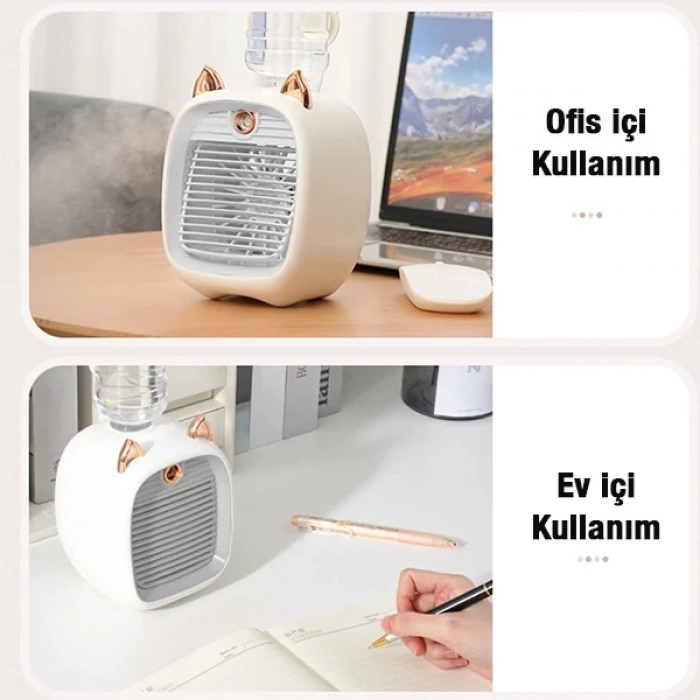 Nevamel EZERE Hava Nemlendiricili Masaüstü Fan Taşınabilir Mini Klima Soğutucu-(5775)